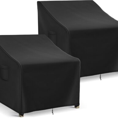 Richwon Patio Furniture Covers Waterproof for Chairs, Lawn Outdoor Chair Covers 2 Pack, Patio Chair Covers for Outdoor Furniture Fits up to 30W x 37D x 31H inches, Black